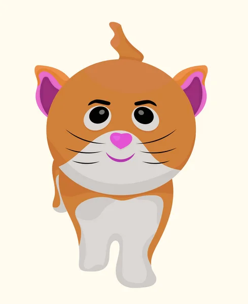 Niedlichen Vektor Orange Katze Von Vorne Gesehen — Stockvektor