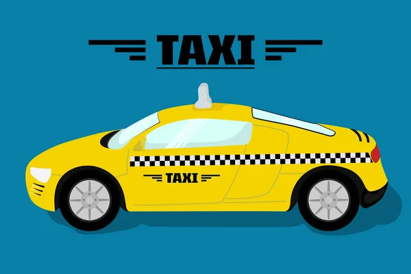 Yellow Taxi Car Sport Car Taxi Vector Illustration Flat Color — Stock Vector