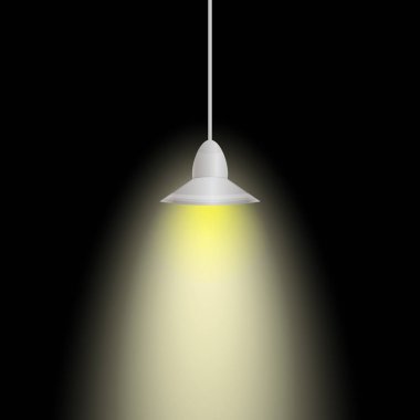 Siyah arkaplanı olan vektör siyah tavan lambası