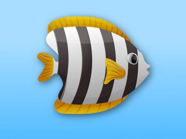 Mavi arkaplan ile okyanus balığı 3D