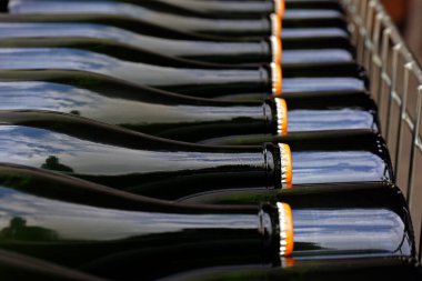 Taç kapaklı saklanmış şişeler.