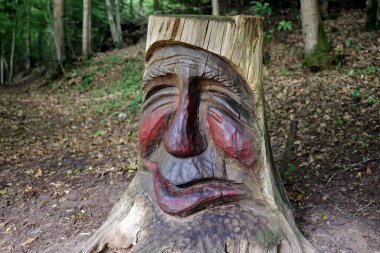 Orman hayaleti, oyulmuş yüz, yakın plan.
