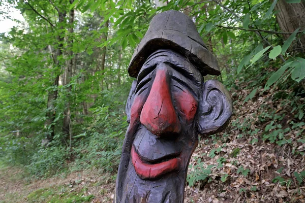 stock image forest ghost, carved face, closeup 