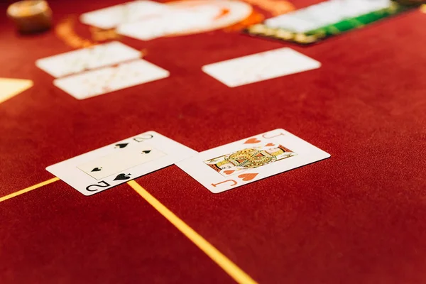Casino Mesa Póquer Juego Dinero Fichas Apuestas Grande — Foto de Stock