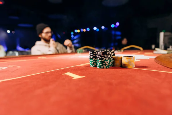 Fichas Apostas Casino Mesa Poker Jogos Azar Grande — Fotografia de Stock