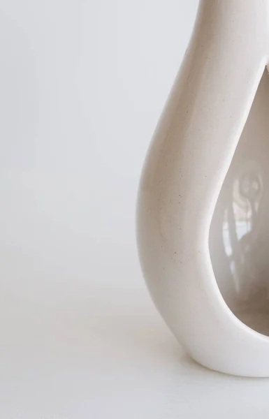 Textura Vaso Porcelana Imaginado Luz Sombra Backgroun Branco — Fotografia de Stock