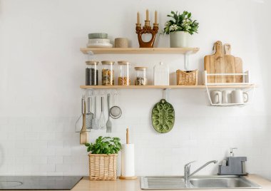 Modern İskandinav Mutfağı Minimalist Tasarım Doğal Deco
