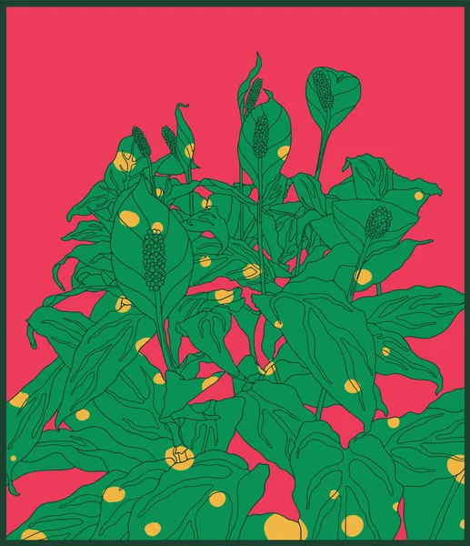 Мирна Лілія Рослина Ілюстрація Стиль Точками Милий Веселий Барвистий Неоновий — стоковий вектор