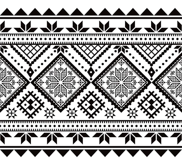 乌克兰无缝矢量图案 赫苏勒 皮桑基 复活节彩蛋 民间艺术风格设计 星形和几何形状为黑白 — 图库矢量图片
