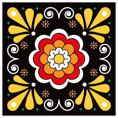 Meksika seramikleri talavera stili tek ve çiçek motifli pürüzsüz fayans deseni duvar kağıdı, tekstil ya da kumaş baskısı için mükemmel dekor.