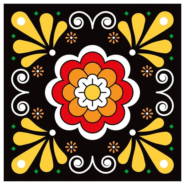 Mexican Cermics Talavera Style Vector Single Seamless Tile Pattern Floral — Stock Vector