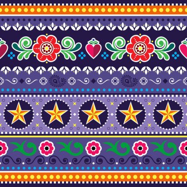 Pakistanlı ve Hintli jingle kamyon vektörleri kalpler, yıldızlar ve çiçekler, Diwali halk sanatı renkli süslemeler 