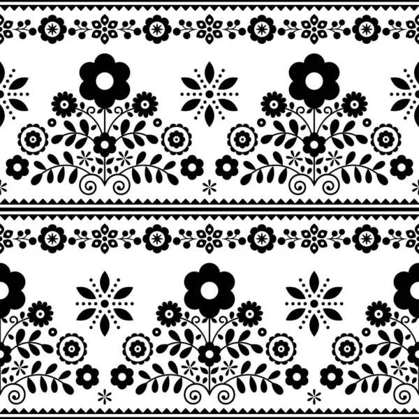 Floral Folk Art Vektor Nahtlose Textil Oder Stoffmuster Mit Blumen — Stockvektor