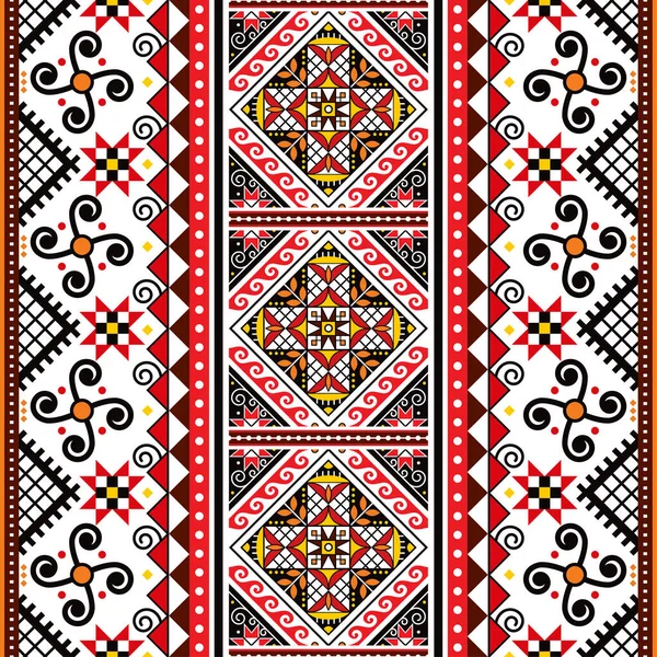 乌克兰复活节彩蛋Pysanky矢量无缝民间艺术矢量图案 赫苏勒红白相间的传统几何图案 — 图库矢量图片