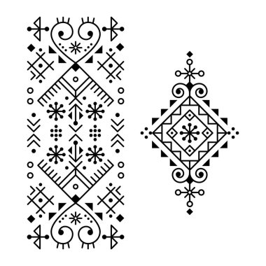 Minimal Icelandic inspired tribal line art vector pattern collection, geometric designs inspired by old Nordic Viking rune art