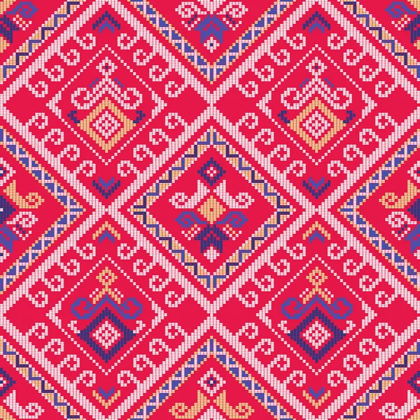 stock vector Filipino traditional Yakan weaving inspired vector seamless pattern - geometric ornament perfect for textile or fabric print design