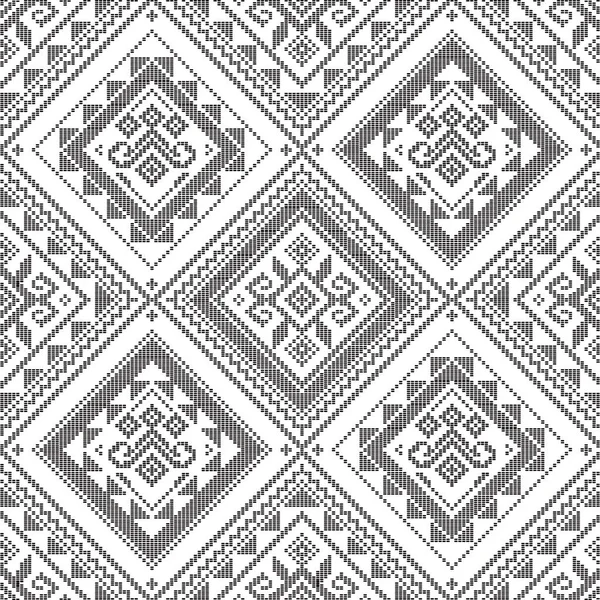 フィリピンの民俗芸術ヤカンの布は 黒と白でフィリピンからベクトルシームレスなパターン 幾何学的な繊維やファブリックプリントデザインに触発 — ストックベクタ
