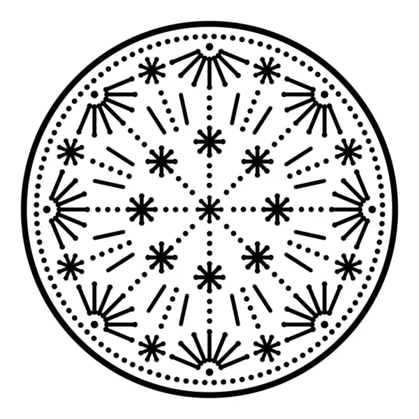 Mandala Design Vetorial Decorativo Com Pontos Flores Ornamento Geométrico Preto — Vetor de Stock