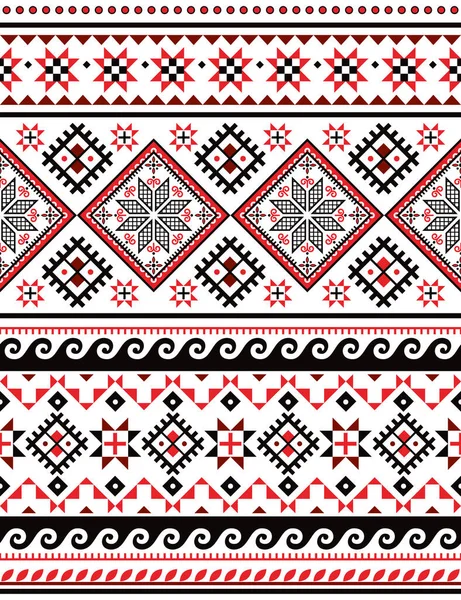 Ukrainian Hutsul Pysanky Vector Seamless Pattern Waves Stars Geometric Shapes — Stock Vector