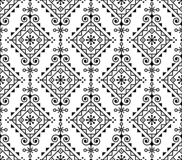 Icelandic Inspired Folk Art Vector Seamless Pattern Geometric Tribal Neotribal — Stock Vector