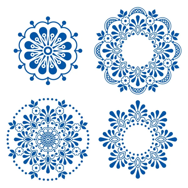 Skandinaviska Blommiga Mandala Vektor Design Kollektion Retro Kontur Dekorationmed Blommor — Stock vektor