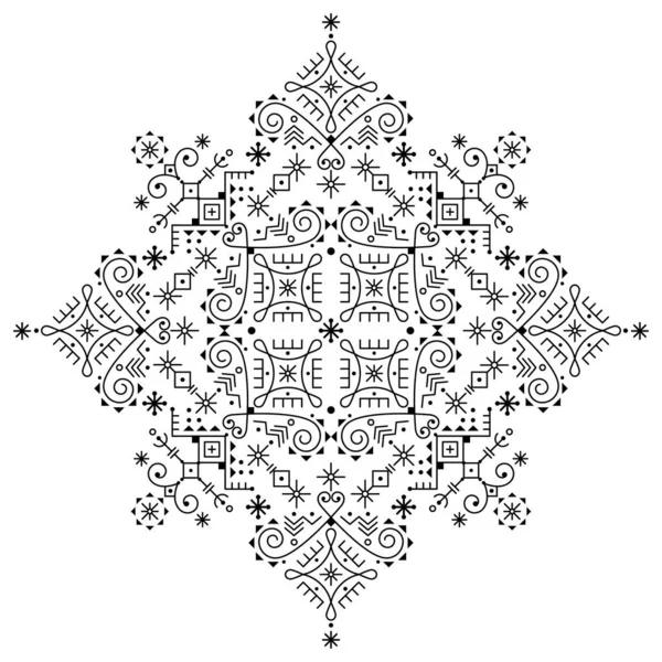 Nordische Geometrische Stammeslinien Kunst Vektor Mandala Muster Ornamentale Ehtnic Grußkarte — Stockvektor