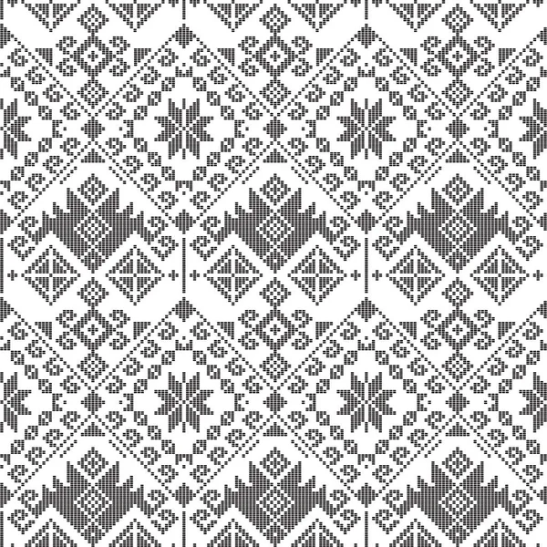 ヤカン織りインスピレーションベクトルシームレスパターン フィリピンの伝統的な幾何学的なテキスタイルやファブリックプリントデザインを黒と白で — ストックベクタ
