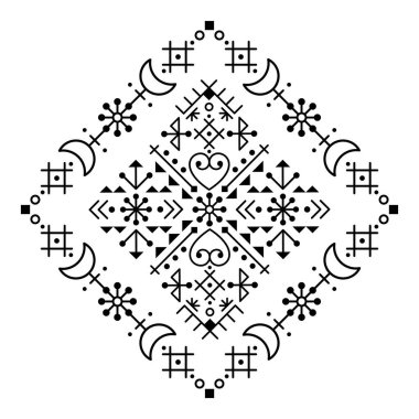 İskandinav kabile çizgisi vektör karesi çerçeve, geometrik köşeler İzlanda rün sanatından esinlenilmiş 