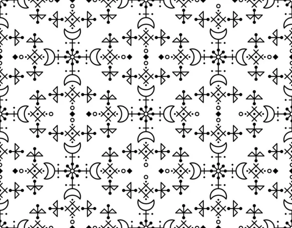 Ijslands Geïnspireerd Folk Kunst Vector Naadloos Patroon Met Geometrische Tribal — Stockvector