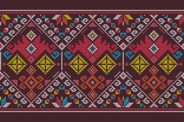 Yakan weaving inspired vector seamless long pattern - Filipino traditonal geometric textile or fabric print design clipart