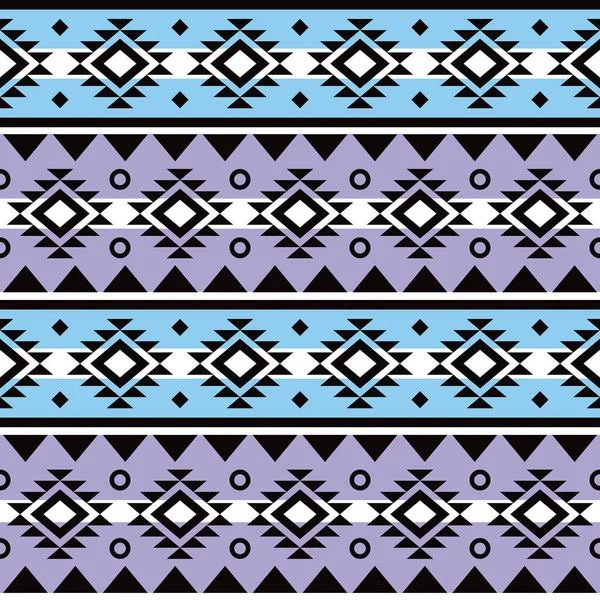 阿兹特克部落几何无缝矢量图案 纳瓦霍紫色和蓝色抽象图案 — 图库矢量图片