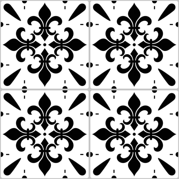 葡萄牙Azulejo瓷砖无缝矢量渐变图案与折叠式图案 黑白抽象几何设计 免版税图库矢量图片