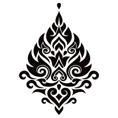 Tayland 'dan geleneksel tasarım unsuru, Tayland' dan etnik dekoratif arka plan - siyah beyaz halk sanatı tarzı 