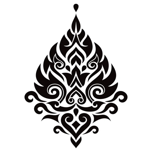 タイの伝統的なベクトルデザイン要素 タイからの民族装飾的背景 黒と白の民俗芸術スタイル — ストックベクタ