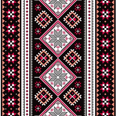 Ukrayna Hutsolos Pysanky vektörsüz desenli yıldızlar ve geometrik dikey şekiller, halk sanatı Paskalya yumurtaları tekrarlanan tasarım 