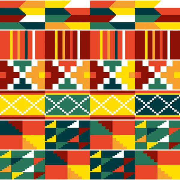 Kente Afrikanischer Stammesvektor Mit Nahtlosem Geometrischem Textilmuster Traditioneller Nwentoma Schlamm — Stockvektor