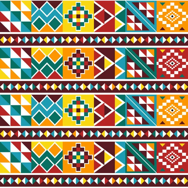 Kente Tribal Afrikanisches Nahtloses Vektormuster Mit Geometrischen Formen Nwentoma Textilstil — Stockvektor