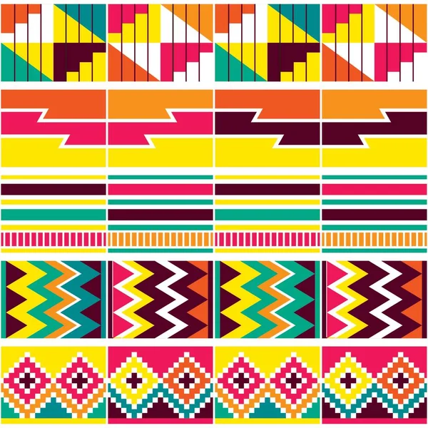 Kente Tribal Ethnic African Seamless Vector Pattern Geometric Shapes Nwentoma Vektorová Grafika