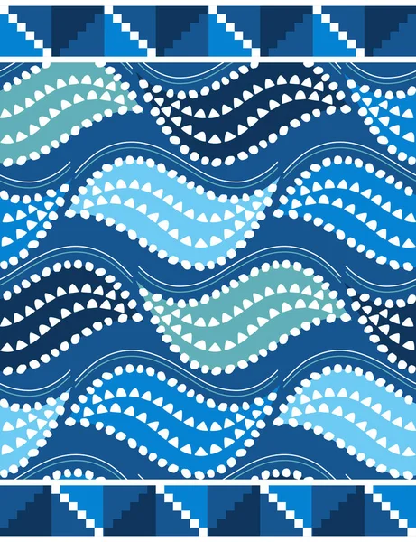 Ankara Mavi Dalgalı Java Desenli Veya Geometrik Motifli Tekstil Desenli — Stok Vektör