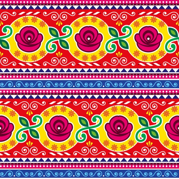 带有玫瑰的巴基斯坦和印度病媒图案 Diwali充满活力的纺织品或织物印花 — 图库矢量图片