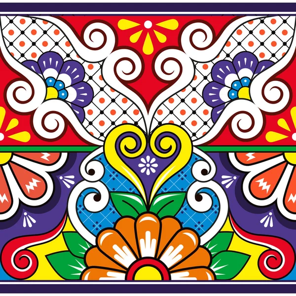 Padrão Sem Emenda Vetor Mexicano Cerâmica Talavera Tradicional Estilo Cerâmica —  Vetores de Stock