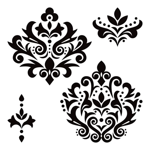 Baroque Damask Vector Design Elements Flowers Leaves Swirls Perfect Wallpaper Vector Graphics