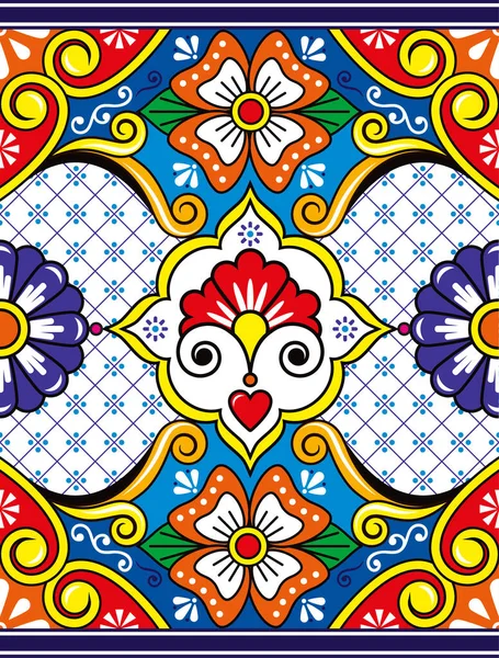 Cerâmica Talavera Mexicana Cerâmica Inspirada Padrão Vetor Sem Costura Projeto Vetores De Stock Royalty-Free