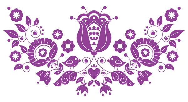 Diseño Vectores Arte Popular Tradicional Escandinavo Con Flores Hojas Corazón Gráficos vectoriales