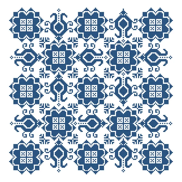 Zmijanje Folk Art Embroidery Style Vector Design Square Traditional Cross Stock Vector
