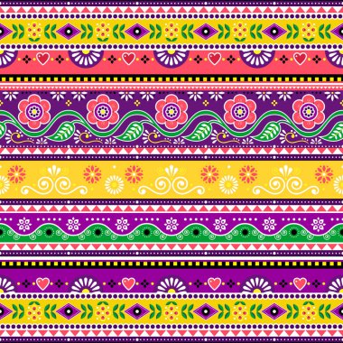 Pakistan ya da Hint kamyon sanatından esinlenilmiş çiçek desenli Diwali vektör deseni. Yapay zeka oluşturulmadı