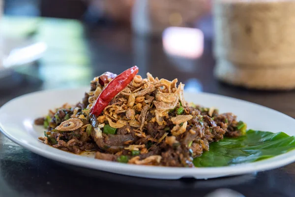 Esto Comida Tailandesa Picante Ensalada Cerdo Picado Nombre Tailandés Larb —  Fotos de Stock