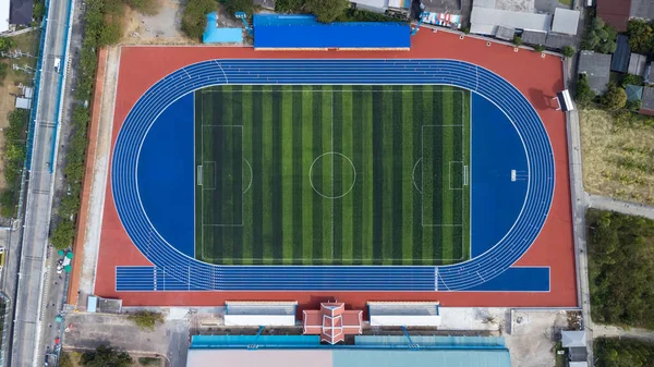 Вид Сверху Футбольный Стадион Стадион Футбол Стадионе Вид Воздуха Футбольное — стоковое фото