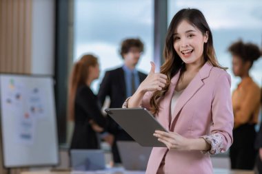 Business woman in the modern office. Women leader the new company self-confident. Professional Confident business expert