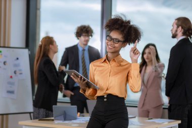 Business woman in the modern office. Women leader the new company self-confident. Professional Confident business expert